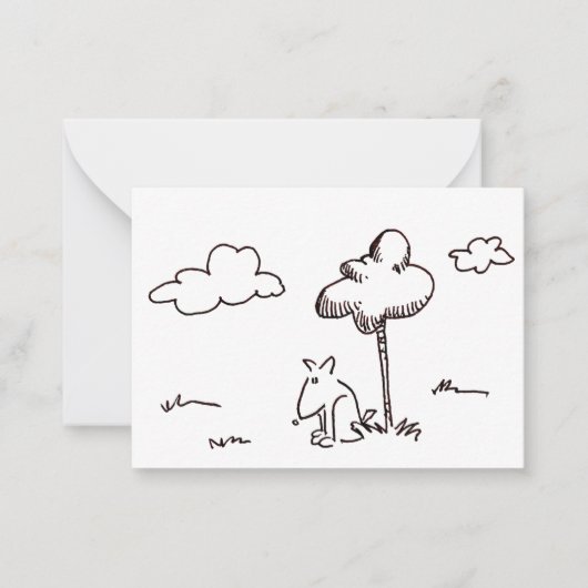 Carte De Correspondance Funny Cartoon Dog Under Tree Drawing (Devant)