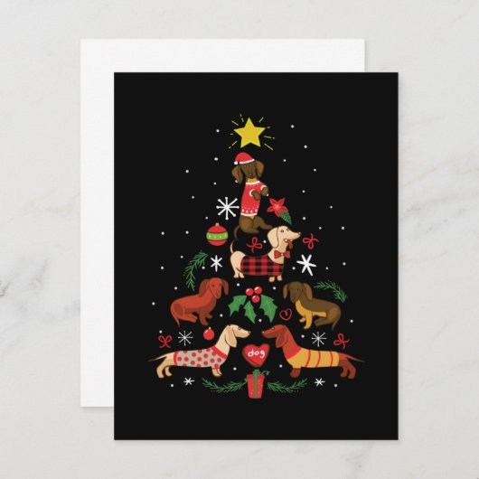 Carte De Correspondance Funny Dachshund sapin de Noël (Devant / Derrière)