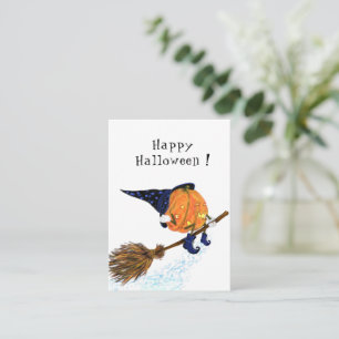 Carte De Correspondance Funny Halloween Card Sorcière Citrouille volant