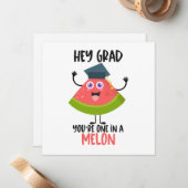 Carte De Correspondance Funny Melon Pun Graduation (Devant/Arrière en situation)