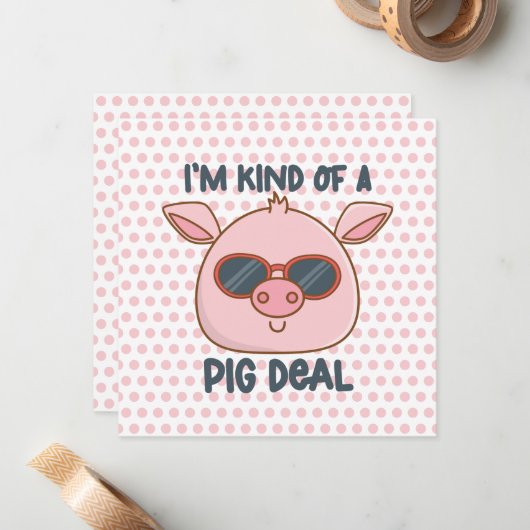 Carte De Correspondance Funny Pig Pun (Devant/Arrière en situation)