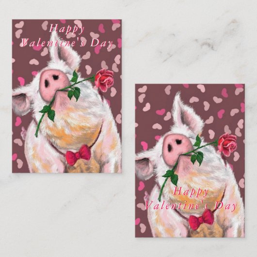 Carte De Correspondance Funny Pig Valentine's Day Card (Devant / Derrière)