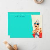 Carte De Correspondance Funny Sassy Beach Lady Retro Vibe (Devant/Arrière en situation)