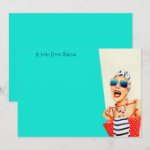 Carte De Correspondance Funny Sassy Beach Lady Retro Vibe (Devant / Derrière)