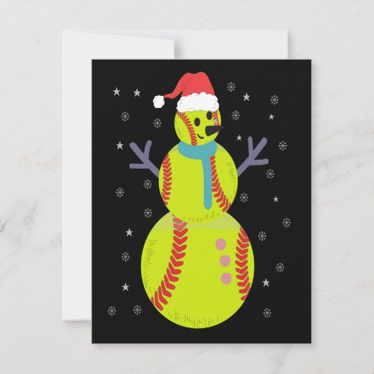 Carte De Correspondance Funny Softball Snowman Noël Nouvel An Cadeau (Devant)