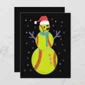 Carte De Correspondance Funny Softball Snowman Noël Nouvel An Cadeau (Devant / Derrière)
