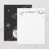 Carte De Correspondance Garçon astronaute (Devant / Derrière)