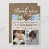 Carte De Correspondance garçon jumeaux baptême merci note avec 2 photos (Devant / Derrière)