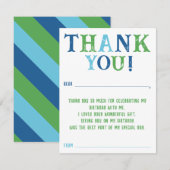 Carte De Correspondance Garçons Personnalisés Remplir Dans Merci Anniversa (Devant / Derrière)