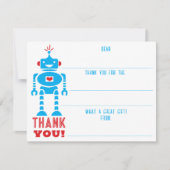 Carte De Correspondance Garçons Robot Complétez Les Espaces Merci (Devant)