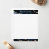 Carte De Correspondance Géode Moderne Agate Bleu Nuit Or (Devant/Arrière en situation)