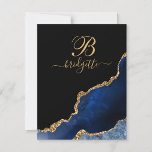 Carte De Correspondance Géode moderne Blue Black Gold Agate