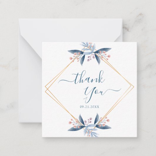 Carte De Correspondance Geometric Greenery Wedding Budget Thank You (Devant)