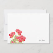 Carte De Correspondance Geraniums d'aquarelles rouges 2 (Devant)