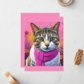 Carte De Correspondance Get Well Soon – Spring Flu Recovery | Cozy Cat (Devant/Arrière en situation)
