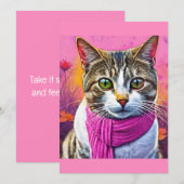 Carte De Correspondance Get Well Soon – Spring Flu Recovery | Cozy Cat (Devant / Derrière)