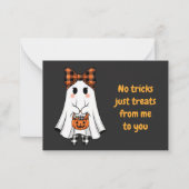Carte De Correspondance Ghost Plaid Bow Halloween Treat (Devant)