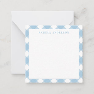 Carte De Correspondance Gingham à carreaux bleu clair pastel chic moderne