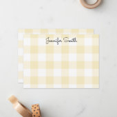 Carte De Correspondance Gingham jaune citron pastel large (Devant/Arrière en situation)