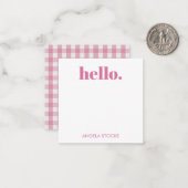 Carte De Correspondance Gingham Rose Blanc Personnalisé (Devant/Arrière en situation)