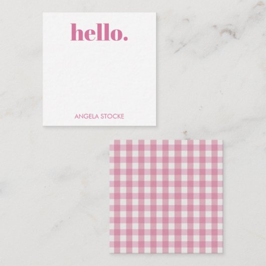 Carte De Correspondance Gingham Rose Blanc Personnalisé (Devant / Derrière)