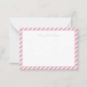 Carte De Correspondance Gingham Rose Pâle pour Enfants