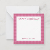 Carte De Correspondance Gingham Rose Personnalisé (Devant)