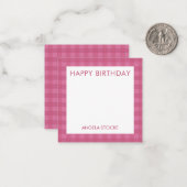 Carte De Correspondance Gingham Rose Personnalisé (Devant/Arrière en situation)