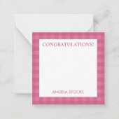 Carte De Correspondance Gingham Rose Personnalisé (Devant)