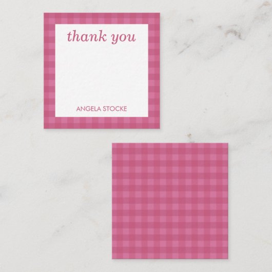Carte De Correspondance Gingham Rose Personnalisé (Devant / Derrière)