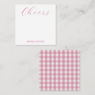 Carte De Correspondance Gingham rose personnalisé