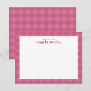 Carte De Correspondance Gingham Rose Personnalisé