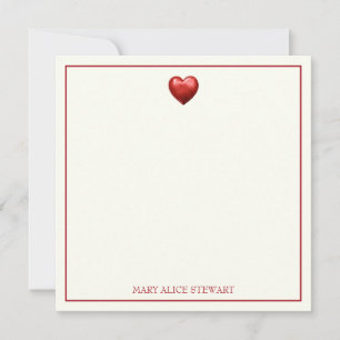 Carte De Correspondance Gingham Rouge et Crème Vintage avec Cœur