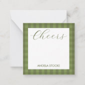 Carte De Correspondance Gingham Vert Personnalisé (Devant)