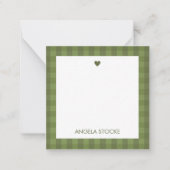 Carte De Correspondance Gingham Vert Personnalisé (Devant)