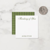 Carte De Correspondance Gingham Vert Personnalisé (Devant/Arrière en situation)