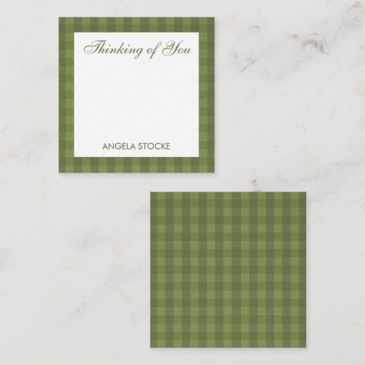 Carte De Correspondance Gingham Vert Personnalisé (Devant / Derrière)