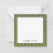 Carte De Correspondance Gingham Vert Personnalisé (Devant)