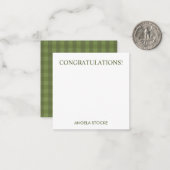 Carte De Correspondance Gingham Vert Personnalisé (Devant/Arrière en situation)