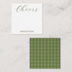 Carte De Correspondance Gingham Vert Personnalisé