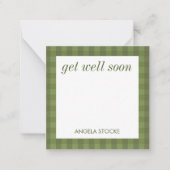 Carte De Correspondance Gingham Vert Personnalisé (Devant)