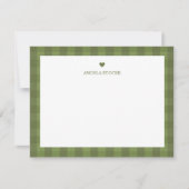 Carte De Correspondance Gingham Vert Personnalisé (Devant)