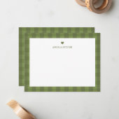 Carte De Correspondance Gingham Vert Personnalisé (Devant/Arrière en situation)