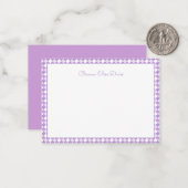 Carte De Correspondance Gingham Violet Pastel pour Enfants (Devant/Arrière en situation)