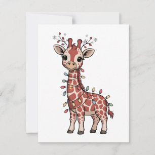 Carte De Correspondance Girafe enveloppée de lumières de Noël Amoureux des