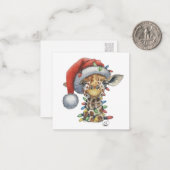 Carte De Correspondance Giraffe Festive Plat (Devant/Arrière en situation)