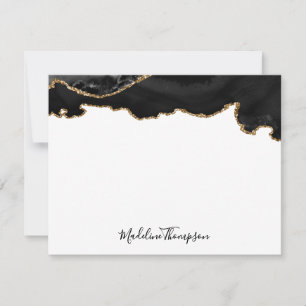 Carte De Correspondance Girl Black Gold Agate Géode Script Typographie