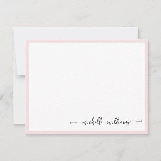 Carte De Correspondance Girl Blush élégant Monogramme Nom Signature Script (Devant)