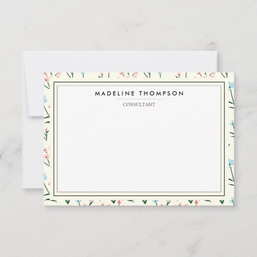 Carte De Correspondance Girly Chic Pastel Pink Blue Flowers Pattern (Devant)