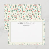 Carte De Correspondance Girly Chic Pastel Pink Blue Flowers Pattern (Devant / Derrière)